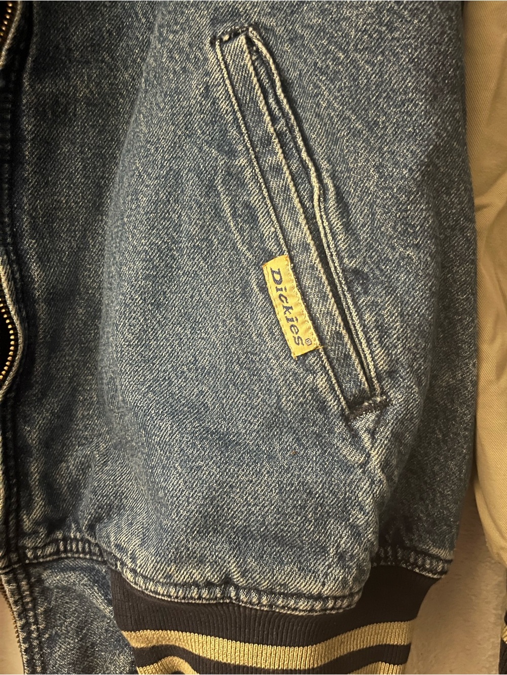 vintage 90s Dickies Denim Varsity Bomber Jacket XL - Picture 2 of 6